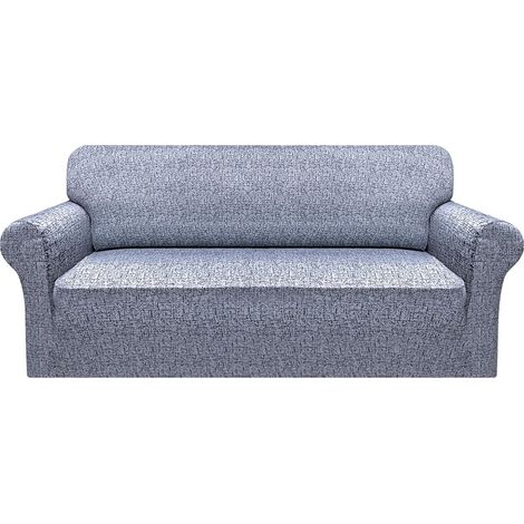 Housse de canapé en élasthanne et microfibre, super doux, extensible, housse de fauteuil, protection pour meubles avec mousse antidérapante, 3 places, motif texturé (1/5)
