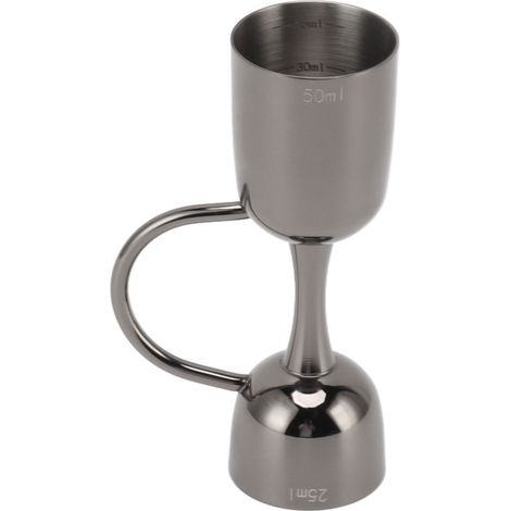 Cloche à cocktail double face en acier inoxydable avec double extrémité, verre doseur pour barman, finition noire (1/5)