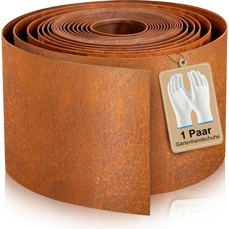 Bordure de jardin en acier corten 10m x 15.5cm – Résistante aux UV, Pluie, gel, températures élevées – Installation facile pour allées et massifs (1/5)