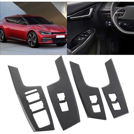 Ensemble de quatre panneaux de commande de portes et de fenêtres en fibre de carbone texturée pour Kia EV6 2022+