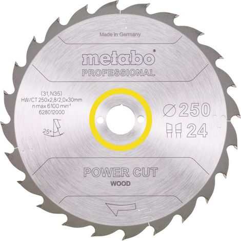 Metabo Sägeblatt "power cut wood - professional", 250x2,8/2,0x30, Z24 WZ 25° (1/3)