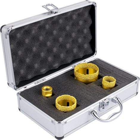 Mophorn 4PCS Diamond Drill Bits Set, 25/35/50/68mm Hole Saw Kit, Vacuum Brazed for Tile, Ceramic, Porcelain, Marble, Stone with Storage Case (1/5)