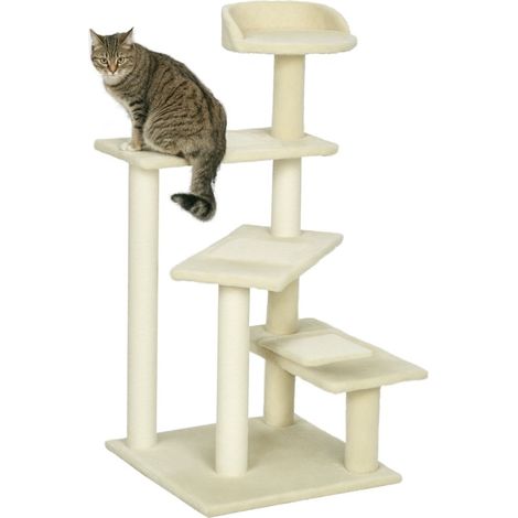 Tiragraffi 100 cm beige con pali in sisal e piattaforme per gatti piccoli e medi - CHICFURN (1/5)