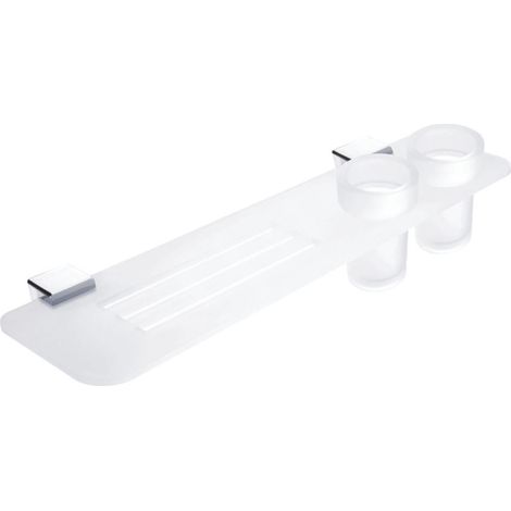 Nimco Kibo - Tablette avec trous fraisés et verres, longueur 50 cm, plexiglas mat/chrome Ki X350-58DW-26 (1/3)