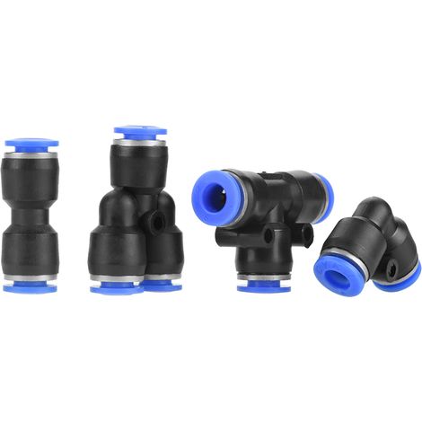 Raccords pneumatiques rapides 40 pièces 6 mm pour tuyau d'air comprimé, connecteurs à pousser en 4 formes (1/5)