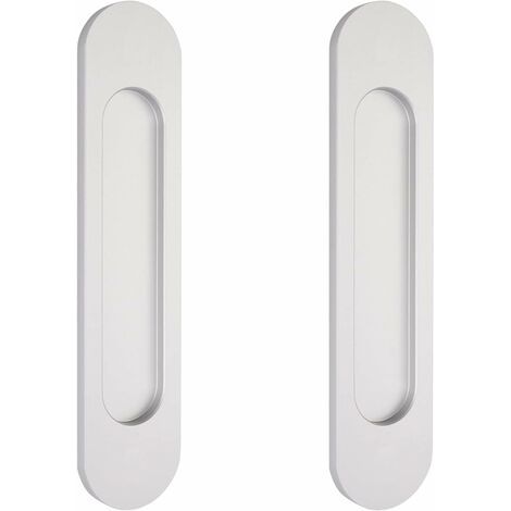 LaBlanc - 2 tiradores ovalados plateados de 15 cm para puertas corredizas, autoadhesivos, de aluminio, para puertas corredizas de granero, ventanas y armarios. Sin necesidad de taladrar.