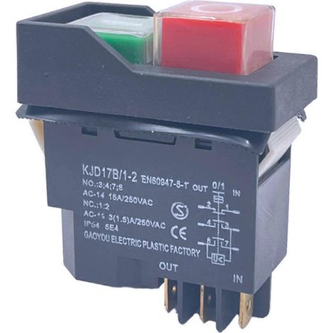 Interrupteurs à bouton-poussoir électromagnétiques de démarrage KJD17 à 6 broches, 15 A, 220 V CA (1/5)