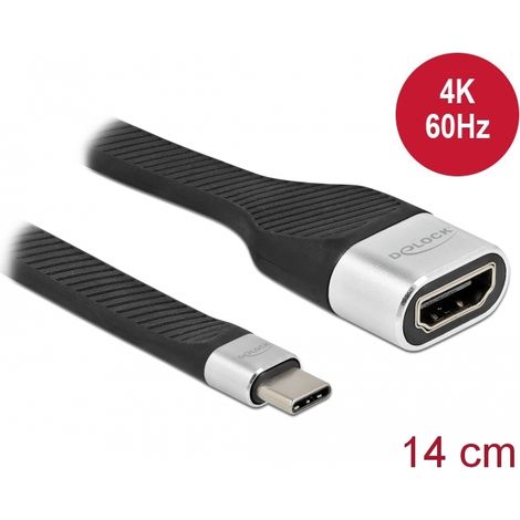 Delock Cable de cinta plana FPC USB Type-Câ¢ a HDMI (DP Alt Mode) 4K 60 Hz 14 cm