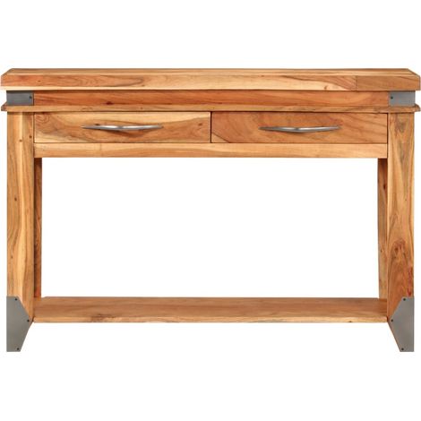 Vidaxl – Table console en bois d'acacia massif 110x34x74 cm – 2 tiroirs de rangement – Finition naturelle – Élégante pour entrée ou salon (1/6)