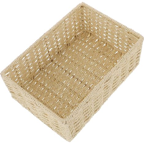 Aufbewahrungsbox aus Naturseil und Papier – kompakter und robuster Schreibtisch-Organizer, beigefarben