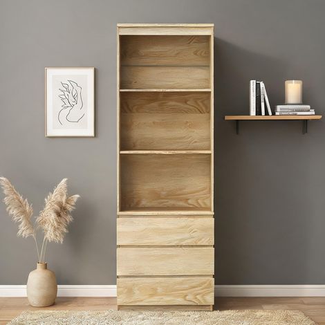 Meuble de rangement de bureau bois naturel 60 x 35 x 180 cm (1/5)