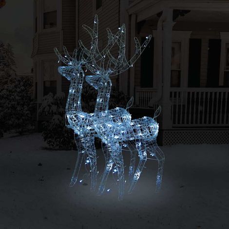 vidaXL Adorno de renos de Navidad acrílico 2 uds blanco frío 128 cm (1/5)