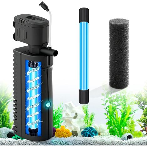 Filtre d'aquarium, Filtre submersible avec lumière, Pompe de Filtre, Filtre Intérieur Aquarium pour bassin avec stables pour aquariums et terrariums à tortues (1/5)