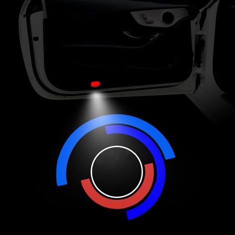 (Bleu) Éclairage d'accueil BMW, éclairage de portière BMW, éclairage d'ombre fantôme avec logo M, compatible avec BMW E90 E60 F30 M2 M5 E30 E38 E46 E52 E36 F80 F36 X3 X5 (1/4)
