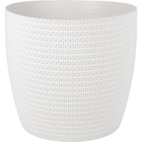Maceta trenzada beige de polipropileno Ø 255 mm, 8,5 l, resistente a UV y clima. (1/4)
