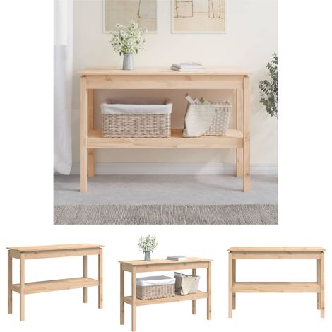 Holz Tisch - vidaXL Konsolentisch 110x40x75 cm Massivholz Kiefer - Konsolentisch mit Regal (1/5)