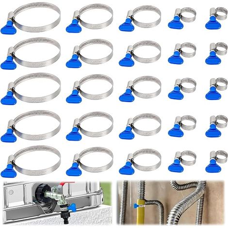 lot de 25 Inoxydable Colliers de Serrage de Plomberie 5 Tailles (1/5)