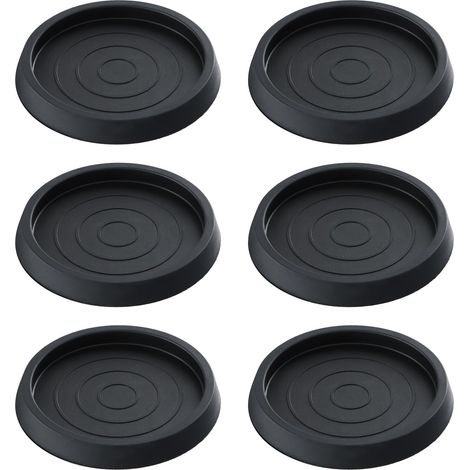6 Patins Antidérapants Caoutchouc pour Pieds de Meubles - Protection Sol - Ronds pour Tables, Chaises, Canapés - Noir (1/5)