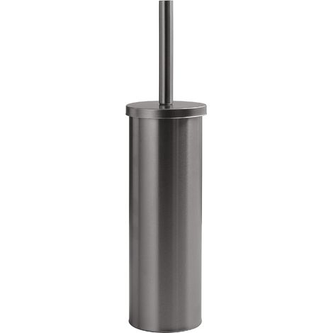 1 - Brosse WC - Porte-brosse WC - Acier inoxydable avec récipient amovible - Pour salle de bain - Graphite mat - 35x10cm (1/4)