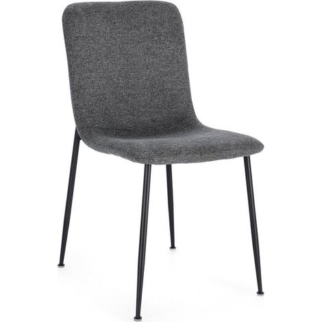 Lot de 4 chaises BRIKA – Assise tissu & pieds en acier noir-Gris foncé (1/5)