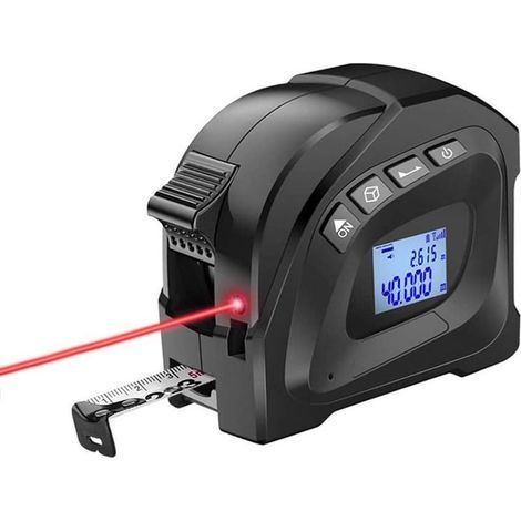 2-in-1-Digitallaser-Entfernungsmesser mit LCD-Bildschirm, 40-m-Laser-Entfernungsmesser, 5-m-Maßband, Entfernungs-/Flächen-/Volumenmessung, Anwendung des Satzes des Pythagoras, Einheitenumrechnung (1/4)