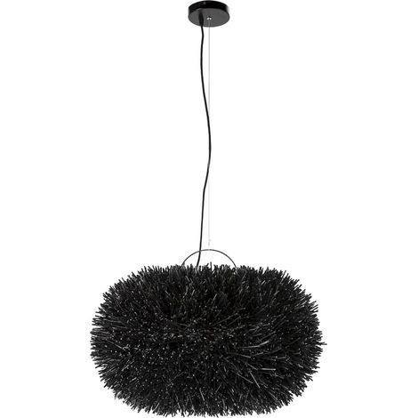 Suspension en rotin noir design contemporain pour salon élégant - noir profond rotin (1/3)
