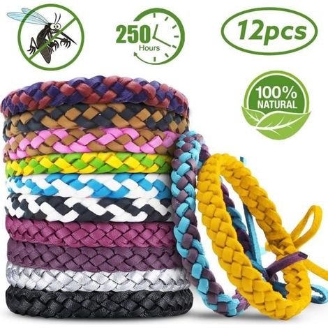 ChangM- Bracelets Anti Moustique (12 Packs), Premium Bracelets Anti-moustiques, Extérieure Intérieure 100% Naturel Bracelets (1/4)