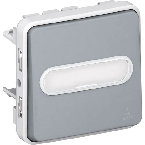 Legrand 069930 Poussoir no+nf lumière porte-étiquette gris (1/3)