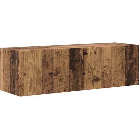 Mobile TV da parete moderno con ripiani aperti per piccoli spazi 98 x 31 x 29 cm in legno lavorato legno antico 020054931