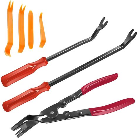 Outil Demontage Garniture, Acier au Carbone Kit Demontage Plastique Voiture, Pinces de Clip pour Voiture, pour le Démontage des Autoradios et des Composants du Tableau de Bord (1/5)