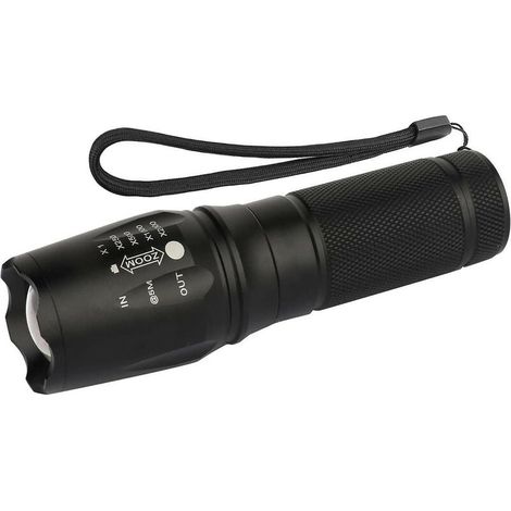 Torche LED - Zoom Réglable - 5 Modes Lumineux - IP65 - Compatible 1x18650 ou 3xAAA - 656 Pieds Portée - Noir (1/5)