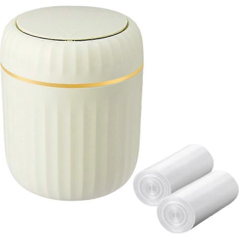 Poubelle de bureau, mini poubelle en plastique à couvercle poussoir pour bureau, salon, cuisine, salle de bain, verte (1/5)