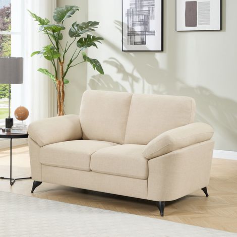 MALMO MODERN SCANDI STYLE FABRIC LIVING ROOM 2 SEATER SOFA BEIGE
