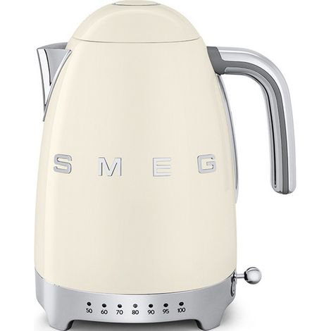 Smeg – Bouilloire 1,7 l crème avec réglage température 7 niveaux – Acier inox – Fonction maintien au chaud – Base détachable 360°