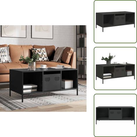 Table basse noir 101,5x50x43,5 cm acier laminé à froid - Table Basse - Tables Basses - Table D'appoint - Bout De Canapé (1/5)