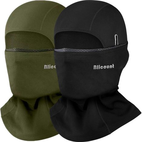 Sturmhaube Winter Balaclava Herren Damen Winddicht Warm Atmungsaktiv für Motorrad, Ski, Outdoor Schwarz+Grün (1/5)
