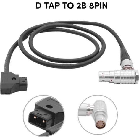 Câble d'alimentation coudé D Tap vers 2B 8 broches femelle pour caméra Mini Amira, 60 cm (1/4)