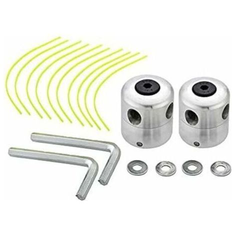 Pair Lot de 2 têtes de débroussailleuse universelles en aluminium Double tête de ligne en nylon Bobine de ligne Accessoire de débroussailleuse (1/5)