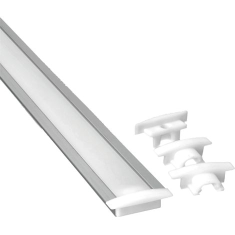 Jandei - Perfil Aluminio Tira LED 2 Metros empotrar Tapa Redondeada traslúcida 24 5x17 5mm (1/5)