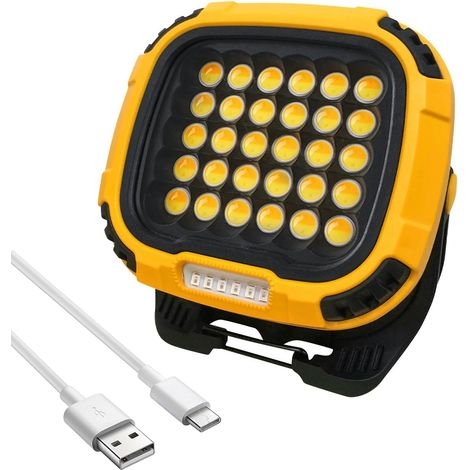 Lampada da lavoro a LED ricaricabile da 50 W, luce di sicurezza portatile alimentata a batteria USB da 5200 LM, impermeabile per uso esterno, proiettore COB super luminoso con supporto magnetico