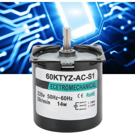 XD60KTYZ+ AC-Synchronmotor mit Halterung, 14 W, Permanentmagnet, niedrige Drehzahl, bidirektional, hohes Drehmoment, Mittelwelle, 30 U/min, 220 V AC (1/5)