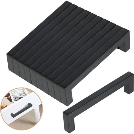 10 Pcs Poignées Meuble Acier Inoxydable Noir 128mm, Poignée Cuisine Inox, Bouton Tiroir Modern pour Cuisine Salle de Bain Armoire Placard