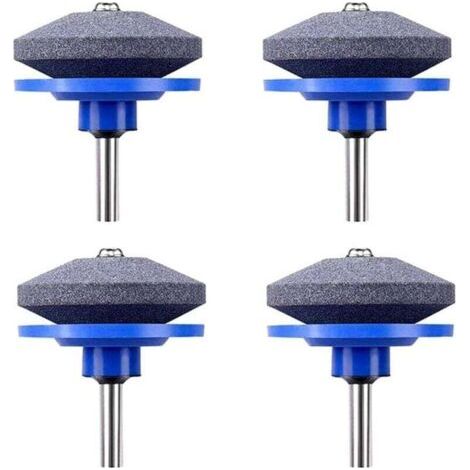 Affûteuse de Tondeuse à Gazon,4 PCS Universel Tondeuse À Gazon Affûteuse De Lame Rotative Meuleuse De Jardin Pierre De Roue pour Perceuse Électrique Perceuse À Main Kit De Réparation