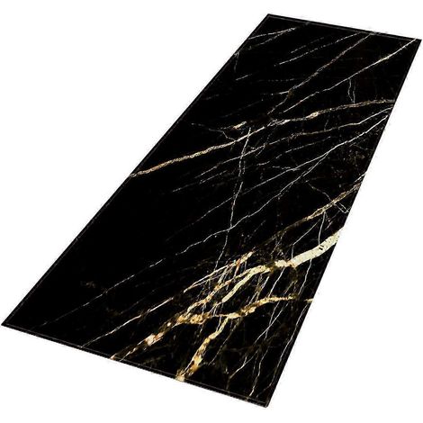 Rutschfeste Marmor-Fußmatte, dekorative Bodenmatte für Küche und Eingangsbereich-Black Gold (1/5)