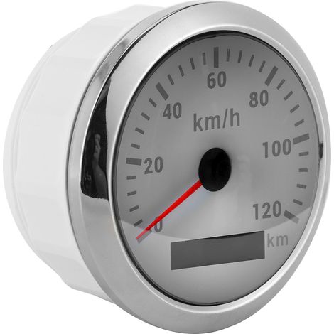 Compteur de vitesse GPS 85mm 120km/h pour bateau, yacht, hors-bord, voiture, moto, engins de chantier - Cadran blanc (1/5)