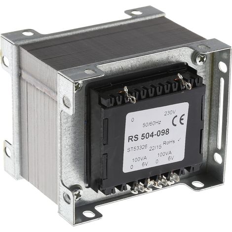 Transformateur à montage sur châssis, Vin 230V c.a., Vout 6V c.a., 2 sorties, 200VA ( Prix pour 1 )