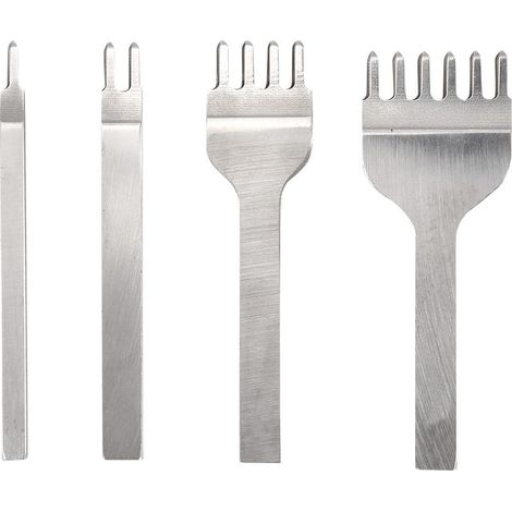 4 Pièces Poinçon à Cuir 1+2+4+6 Dents Alêne pour Travail du Cuir DIY Outil de Couture Trous (6mm) (1/5)