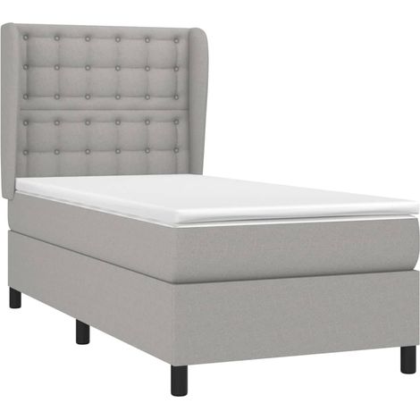 Sommier à lattes de lit avec matelas Gris clair 90x200 cm Tissu vidaXL (1/5)
