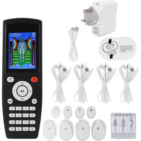 TENS Massothérapie 16 Programmes 4 Canaux Réglable Rechargeable Impulsions Électriques 110-240V Prise UK (1/5)