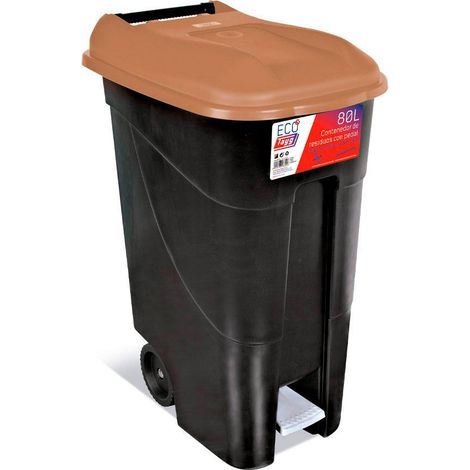 TAYG cubo con pedal eco 80 l marron , Cubo con pedal ECO 80 L marrón TAYG, un contenedor de residuos de tamaño medio diseñado para ofrecer una solución higiénica, resistente y prác